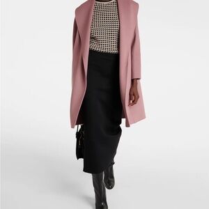 Max Mara Iconic Double Face Wool Wrap Coat Rose Pink NWT Size 8